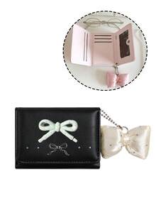 Macaron Color Palette And Bow Embellishments ,Pocket Small Women Wallet Mini Lightweight Minimalist Fashion Women Wallet Wallet Women,Back To School - A - View 13