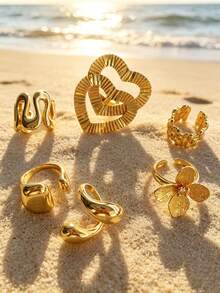 French Style Geometric Arc-Shaped Rings Suitable For Women's Daily Banquets, Parties, Ramadan, And Eid Al Fitr - Polished Raindrop Ring - View 4