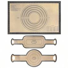 3PCS Silicone Baking Mat, 0.4mm Silicone Dough Mat - 26x16 Inch Extra Large Cookie Bread Rolling Mat, Non-Stick Kitchen Countertop Kneading Board, Thick Reusable Pie Cookie Pizza Fondant Making Mat With Scale, Dutch Oven Round And Oval Sling, Long Handle, Non-Stick Reusable Design, Home Baking Essential Tool, DIY Baking Equipment - View 14