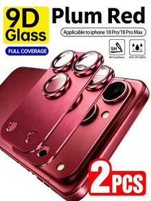 2PCS, Wine Red Original Color Camera Lens Protector Film, Anti-Scratch Anti-Collision, Strong Adhesion Camera Protector Cover, Suitable For Phone Case Design, Compatible With IPhone 18promax/18pro Models. - Burgundy - View 2