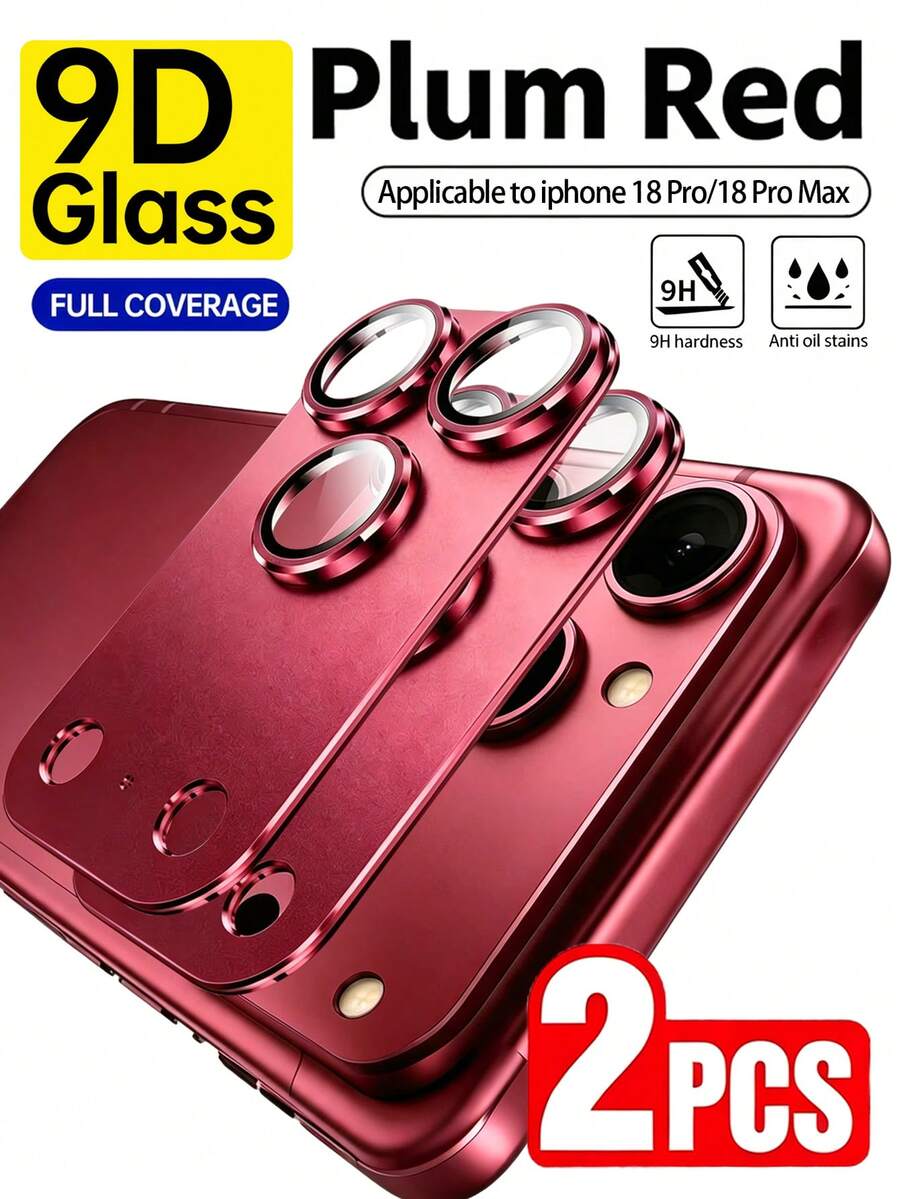 2PCS, Wine Red Original Color Camera Lens Protector Film, Anti-Scratch Anti-Collision, Strong Adhesion Camera Protector Cover, Suitable For Phone Case Design, Compatible With IPhone 18promax/18pro Models.