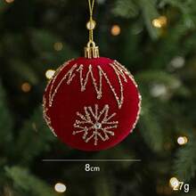 Luxury And Exquisite Red Flocked Christmas Ornament, Christmas Tree Decoration, Snowflake, Reindeer, Bow, Bell Pendant, Christmas Ornament, Christmas Gift. - Multicolor - View 23