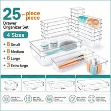 25pcs/9pcs/7pcs Transparent Drawer Organizer Set With Drawer Dividers, Diaper, Baby Bottle, Bibs Baby Supplies Storage Box, Multi-Functional Desktop Office Storage Organizer, Suitable For Bathroom, Baby Room, Home Items Classification Storage And Organization - Multicolor - View 1