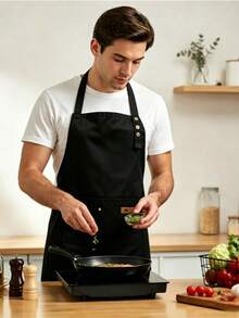 1pc Pocket Kitchen Apron, Neutral Multi-Pocket Cooking Apron, Adjustable, Polyester Material, Suitable For Men And Women Bakers And Chefs, Applicable For Cooking, Baking, Gardening, Coffee Shop, Kitchen, Bathroom, Home, Women's Apron - Multicolor - View 6