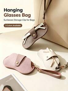 Portable Hanging Glasses Storage Bag, Anti-Loss Fashion Glasses Protective Storage Pouch, Lightweight PU Leather Glasses Carrying Case With Hanging Rope And Snap Button, Scratch-Resistant Travel Storage Bag, Suitable For Myopia Glasses, Fashion Glasses, Daily And Outdoor Use - Multicolor - View 1