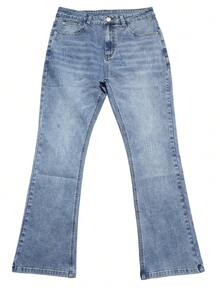 Men's American Style Casual Flared Washed Stretch Denim Jeans - Light Wash - View 3
