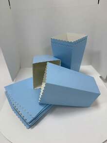 5/25/35/50pcs Blue Popcorn Boxes 5*7*11.5cm/1.97*2.76*4.53in Wave Edge Paper Snack Treat Boxes Birthday Party Favor Candy Containersd - Blue - View 5