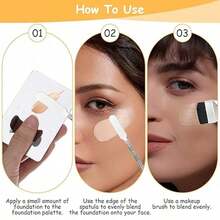 Stainless Steel Foundation Makeup Palette With Mixing Stick, Mini Ring Makeup Palette Beauty Tool Set - White - View 2
