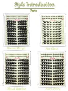 Desliy 4-In-1 Eyelash Cluster Set, Includes Cluster False Eyelashes (Upper And Lower Lashes), Eyelash Glue (Bonding And Sealing), Remover, Tweezers, Suitable For Beginners DIY At Home, Applicable For Wedding/Daily/Travel/Gift, Single Cluster False Eyelashes - Mint Green - View 5