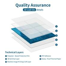 24PCS 3D Self-Adhesive Wall Tile Stickers, 15.25*15.25cm, Blue Square Pattern Decorative Design, Removable Wall Decals, Suitable For Kitchen Backsplash, Bedroom, Living Room Home Wall Renovation And Decoration Sticker Set - A24pcs - View 8