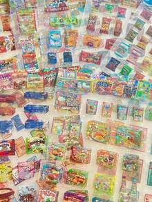 2/20pcs Cute Y2K Transparent Flash Film Snack Food Sticker Scrapbook Notebook Cup Stationery Decor Glitter Stickers Gift - Multicolor - View 3
