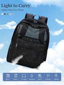 Mochila de malla transpirable negra con múltiples compartimentos, mochila escolar de gran capacidad para estudiantes, mochila casual de malla hueca, mochila escolar de campus ligera que reduce la carga, almacenamiento multicapa con múltiples bolsillos para tableta, libros y artículos de papelería, diseño de bolsillo lateral para botella de agua, mochila versátil unisex para adolescentes, mochila simple para viajes y desplazamientos diarios, correas acolchadas de malla transpirable, mochila casual de gran capacidad para portátil, mochila para desplazamientos en el campus y viajes cortos, mochila de malla transpirable y resistente al desgaste práctica para clases y actividades al aire libre - Multicolor - Ver 9