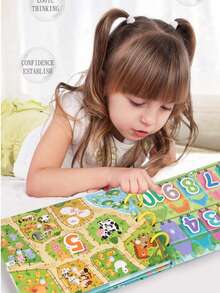 4 Themes Reusable Busy Sticker Book Large Size Travel Essential Activity Book, Transportation Farm Dinosaur Ocean Animals Time Basic Learning Book, Portable Outdoor Car Train Travel Educational Quiet Book, Montessori Toy, Magic Hook And Loop Matching Puzzle Toy - Multicolor - View 8