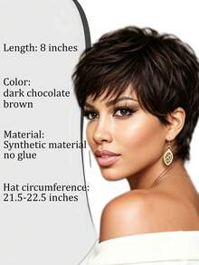 Wig Bob Elf Hitam Alami 8 Inci dengan Poni, Serat Sintetis Tahan Panas, Topi Jala yang Dapat Diatur dan Bernapas, Cocok untuk Pemakaian Sehari-hari, Kantor, Kencan, Pesta Halloween - Hitam - View 6