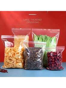 20/100pcs/Pack Different Sizes Thickened Clear Ziplock Bag With Red Edging, Made Of Pe, Reusable Sealing Bag, Great For Snacks, Seeds, Jewelry, Clothing Accessories Packaging Back To School - White - View 4