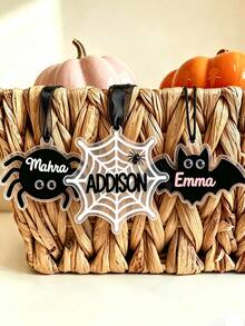 Personalized Halloween Basket Tag Halloween Basket Tag, Boo Basket Tag, Personalized Name Tag, Spooky Bag Tags - Multicolor - View 3