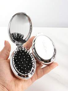 1 buah Sisir Saku Lipat Oval dengan Cermin Kecil Terintegrasi, Sisir Perjalanan Portabel Ringkas untuk Tas, Unisex - MultiWarna - View 6