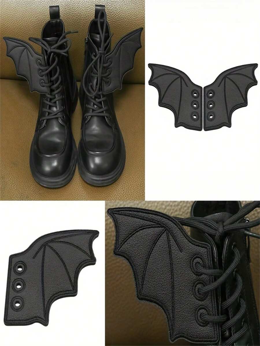 1 Pair Black Bat Wing Boots Decoration - Multicolor - View 1