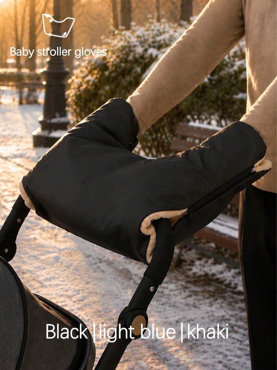 1pc Baby Stroller Handle Warm Cover Gloves, Winter Stroller Accessories, Thermal Lined Windproof Waterproof Cold-Proof Stroller Hand Warmer