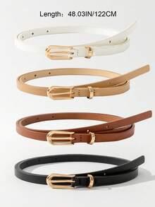 4pcs Women's Light Golden Tone Waist Belt With Pin Buckle Summer, School Fall, Autumn, Halloween - Grace - View 13