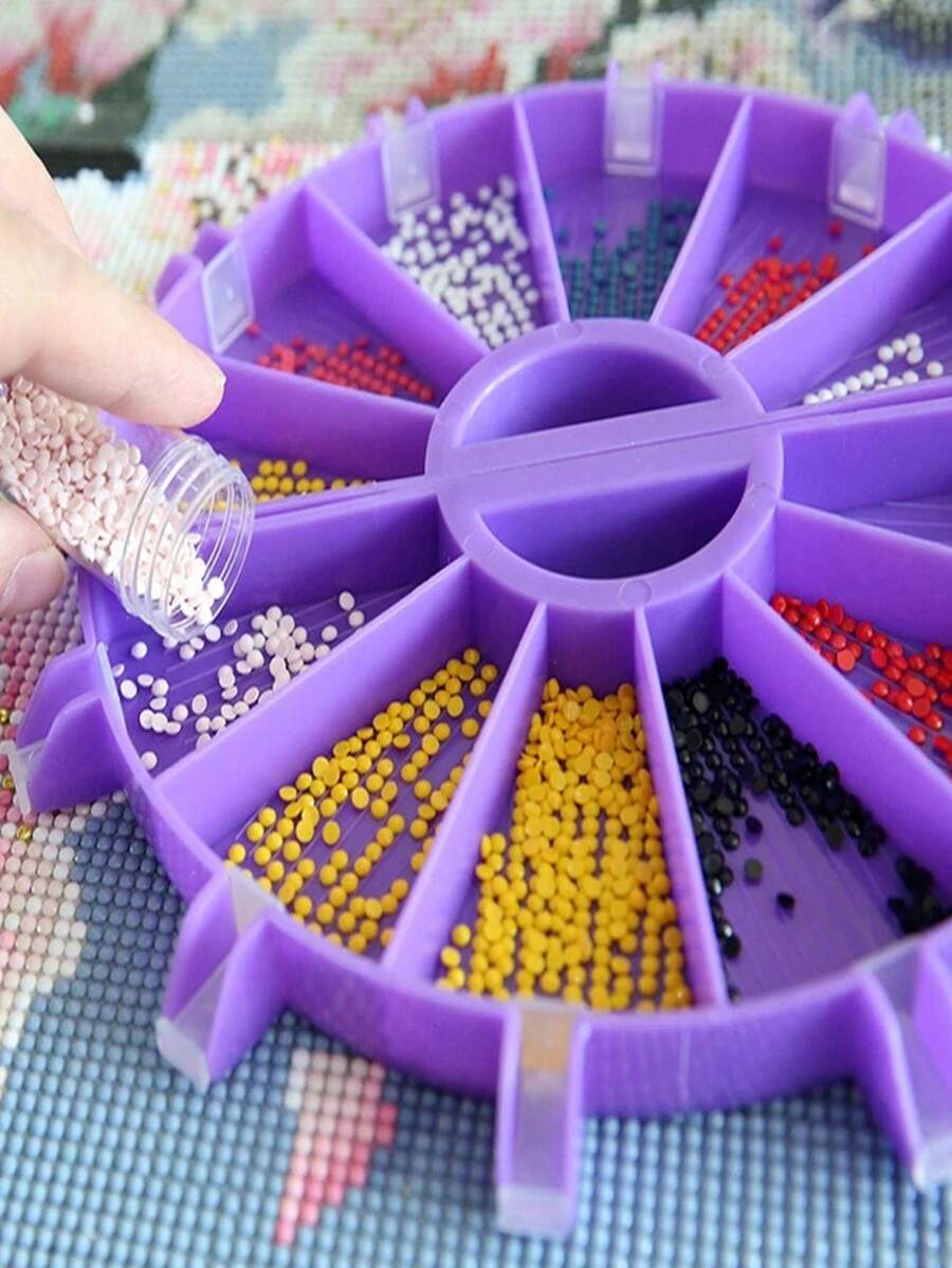 6-Grid Diamond Painting Tray With Plastic Brush, Suitable For DIY Diamond Sorting And Handmade Crafts