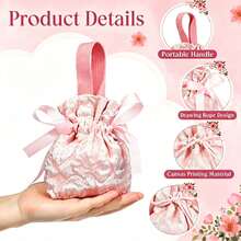 Pink Drawstring Gift Bag With Handle, Cute Mini Fabric Gift Bag, Suitable For Birthday Wedding Party Favors, Jewelry Gift Packaging - Multiple Styles - View 1