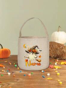 Tas jinjing Halloween yang dapat disesuaikan untuk kegiatan "trick-or-treating" (mengumpulkan permen), menampilkan desain hantu, sempurna untuk membawa permen yang cukup untuk pesta dan acara. - MultiWarna - View 13