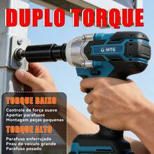 Chave de Impacto Sem Fio MTG 88V Motor Sem Escovas, Torque Máximo 800N.m, Encaixe 1/2", 2 Baterias Li-ion com Visor de Carga, Kit Completo com Soquetes, Brocas e Maleta para Mecânica Automotiva e Montagem - Azul - Visão 9