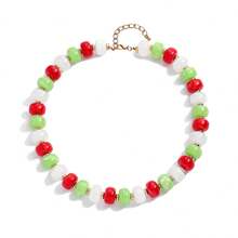 Collar de cuentas de resina multicolor estilo boho para mujer, joyería de verano para playa y vacaciones - Multicolor - Ver 18