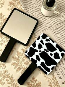 1pc Cow-Shaped Makeup Mirror, Square High-Definition Makeup Mirror With Handle, Portable Vanity Mirror, Suitable For Daily Makeup And Travel Use - Multicolor - View 9