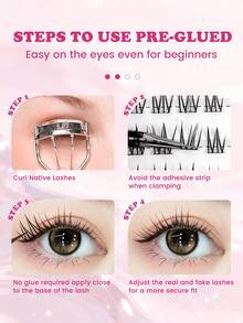 MAANGE 100 Clusters Self-Adhesive Idol Style False Eyelashes, Easy To Apply With Press-On Design, Breathable, Black U-Shaped Lashes, Korean Idol Style, Short Natural False Eyelashes, 11mm Thin And Long Lashes, Transparent Root, Lively Energy Style Eyelash Extensions, Eyelashes, Lash Clusters, Gift For Women - D - View 5