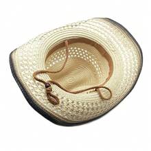 Men's Western Style Straw Cowboy Hat, Outdoor UV Protection Sun Hat, Breathable Woven Summer Hat - Multicolor - View 9