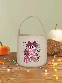 Tas jinjing Halloween yang dapat disesuaikan untuk kegiatan "trick-or-treating" (mengumpulkan permen), menampilkan desain hantu, sempurna untuk membawa permen yang cukup untuk pesta dan acara. - MultiWarna - View 9
