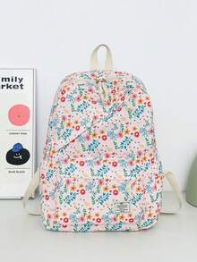 1pc Floral Pattern Backpack, Large Capacity Student School Bag With Laptop Compartment, Adjustable Shoulder Straps, Casual Lightweight Travel Backpack, Perfect For Girls/Teens/Students/Graduates, Suitable For Daily Use, Outings, Travel, School And Back To School Season - 2348 - View 17