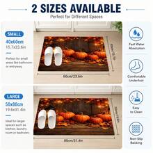 1pc Pumpkin And Maple Leaf Pattern Kitchen Mat, Absorbent, Stain-Resistant, Non-Slip, Durable, Suitable For Kitchen, Living Room, Entryway, Balcony, Bathroom, Coffee Shop, Bar, Party And Autumn Home Decor - Multicolor - View 4