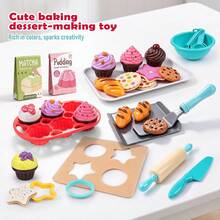 Children's Realistic Baking Pretend Play Toy Set, Includes Simulated Pointer Scale, Rolling Pin, Heat-Resistant Gloves, Cupcakes, Cookies, Measuring Spoons, Mixing Spatula, And Full Set Of Kitchen Utensils, Replicates Real Dessert Baking Process, Rounded Edges And Material, Develops Children's Hands-On Ability, Suitable For Role-Playing, Parent-Child Interaction And Holiday Gifts - Multicolor - View 5
