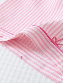 3pcs/Set Women's Comfortable Striped Bow Pajama Pants & Bow Shorts, Soft Polyester Non-See-Through All Season - Multicolor - View 4