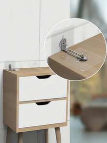 2 Heavy Duty Metal Furniture Anti-Tip Safety Straps, Anti-Seismic Wall Anchors For Cabinets, No-Drill Safety Fasteners - Clear - View 1