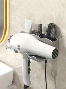 1pc No-Drill Hair Dryer Holder - Strong Adhesive Wall-Mounted Bracket, Hands-Free Bathroom Vanity Storage Rack, Space-Saving Hair Tool Organizer - Multicolor - View 6