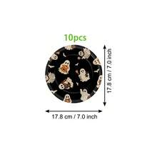 10/20/40pcs Vintage Boo Ghost Disposable Paper Plates, Black Background With Cute Ghost, Pumpkin And Bat Prints, 7 Inch And 9 Inch Dinner Plates, Spooky Autumn Halloween Tableware, Suitable For Halloween Party, Trick Or Treat, Autumn Gathering And Spooky Dessert Table Decoration - Ghost Edition - View 13