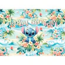 DOBBLE Lilo & Stitch 1pc 210x150cm Birthday Party Backdrop, Hawaiian Tropical Photography Background Banner For Photo Booth, Cake Table, Wall Decor And Party Supplies - View 10