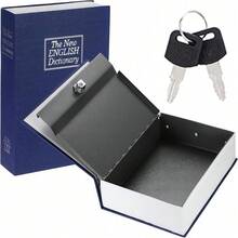 Decorative Book Safe Box With Key Lock, Faux Book Hidden Storage Box, Suitable For Home Bookshelf, Store, Piggy Bank, Document Safe, Black - Blue - View 1