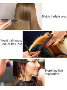 Professional Tail Comb Set, Includes Tail Comb, Parting Comb, Stainless Steel Tail Comb, Anti-Static Comb, Braiding Comb, Fine Tooth Tail Comb, Highlight Comb, Multi-Functional, Suitable For Normal Hair, Candy Colored Hair, Ideal For Bridal Hairstyles, Hair Salons, Salons And Home Use. - Multicolor - View 5