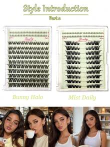 Desliy 4-In-1 Eyelash Cluster Set, Includes Cluster False Eyelashes (Upper And Lower Lashes), Eyelash Glue (Bonding And Sealing), Remover, Tweezers, Suitable For Beginners DIY At Home, Applicable For Wedding/Daily/Travel/Gift, Single Cluster False Eyelashes - Mint Green - View 6