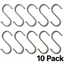 S Shaped Hooks, Rust‑Proof Stainless Steel Hanging Hooks, Multipurpose Utility S Hooks For Pots, Pans, Clothes, Bird Cages - A - View 6