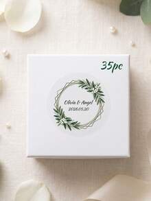 35pcs Customized Floral Transparent Wedding Stickers On A White Background Circular Sticker, Elegant Plant And Floral Bridal Design, Personalized Label Celebration Blessing Stickers - Multicolor - View 16