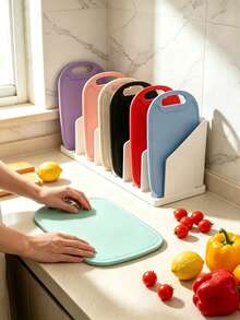 Conjunto de Tábua de Corte Destacável Multicolorida, Alça Ergonômica, Fácil de Limpar e Empilhável, Acessórios de Cozinha, Adequado para Carne Crua, Frutos do Mar, Vegetais, Corte de Frutas, Ideal para Uso Diário na Cozinha Doméstica, Camping ao Ar Livre, Caminhada, Viagem de RV e Preparação de Alimentos para Churrasco - 1PC - Visão 7