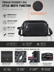 saroxi Men's Crossbody Bag With Side Pocket, Shoulder Bag, Small Item Pouch, Multi-Functional, Phone Bag, Rivet Decor, Techwear Accessory, Gift For Boyfriend - Multicolor - View 3