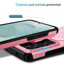 可折疊支架手機殼，附滑動式相機蓋，適用 Galaxy S26Ultra S25Ultra S24Ultra S23Ultra S22Ultra /A17/A26/A36/A55/A37/A57/A56/A16，相容 S24/S24 FE/S25/S25/S25 FE 及 8 9 10 A PRO 機型，磨砂質感防摔保護手機殼，滑蓋手機殼，時尚手機殼，手機配件，夏季禮物 - 粉色 - 查看 7