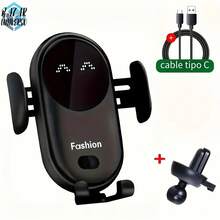 Soporte Cargador Inalámbrico para Auto S11 con Sensor Automático, Apertura y Cierre con una Mano, Carga Rápida de 15W, Compatible con iPhone,  y Más, Giratorio 360° para una Visión Perfecta - A - Ver 3